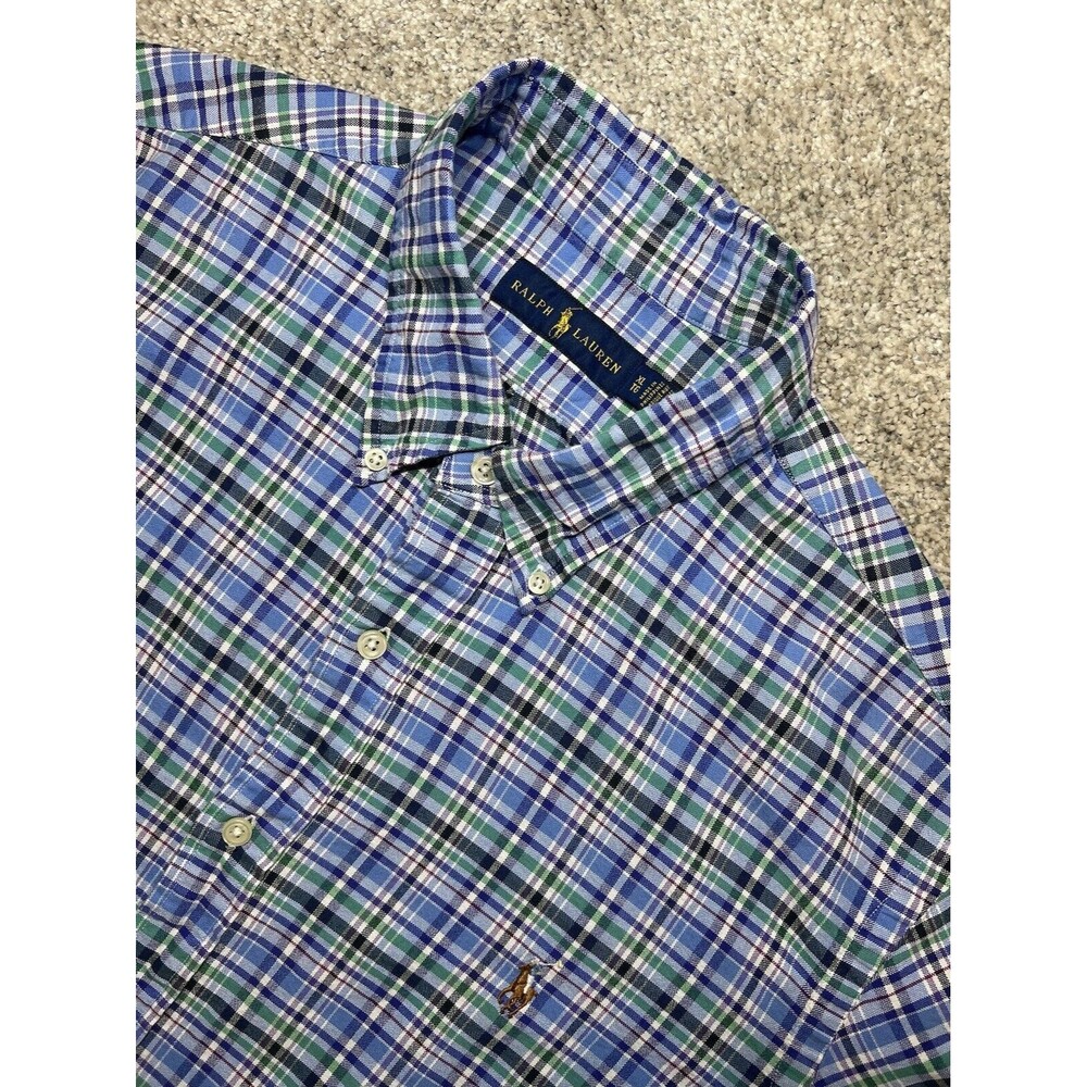 Ralph Lauren Men's Extra Large Colorful Plaid Long Sleeve Shirt with Polo Pony